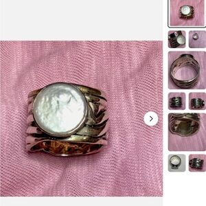 Silpada Sterling 925 Silver Mermaid White Coin Pearl Ring R1542 Sz 8 Retired NEW